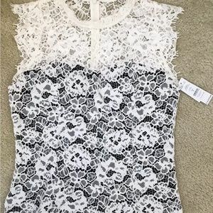 White House Black Market Lace High Neck Shell top size8 Medium NWT $79